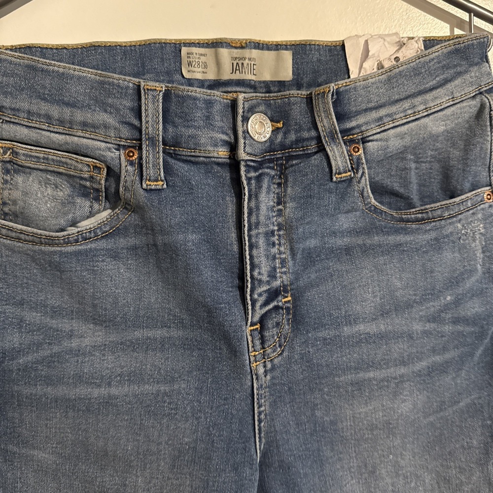 Topshop Moto Jamie Jeans Women's 28w 30L Skinny Jeans Light Wash Distressed